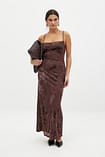 Floral Print Maxi Dress Brown | NA-KD