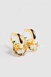 Gold Plated Chunky Vintage Stud Earrings - Textured Trendy Women's Jewelry