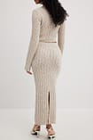 HIGH WAIST SIDE SLIT SWEATER KNIT MIDI SKIRT