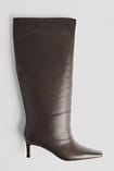 Leather Stiletto Wide Shaft Boots Brown | NA-KD