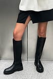 Knee High Leather Elastic Boots Black | NA-KD