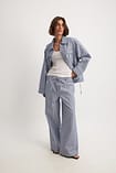 Mid Waist Drawstring Detail Trousers Blue | NA-KD