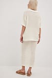 Knitted Frill Ankle Skirt Offwhite main image 1