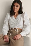 Drawstring Top Closure Cotton Drawstring Top White | NA-KD