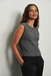 JDY - Jdyannalise S/L O-Neck Cable Vest Knt - 5067607 Double Cream W. Deco Button