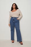 Recycled Deep Round Neck Rib Top Beige | NA-KD