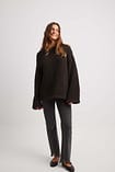 Champagne Boat Neck Cotton Knit Relaxed Sweater