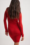 Rouched Side Long Sleeve Dress Red | NA-KD