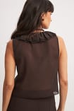 Ruffle Chiffon Top Brown | NA-KD