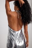 Sequin Open Back Halter Mini Dress