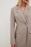 Shaped Single Button Blazer Brown
