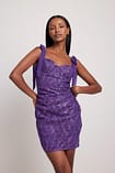 Tie Strap Lace Mini Dress Purple | NA-KD
