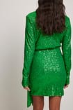Women Green Sequin Backless Mini Dress