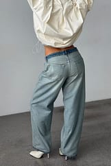 Losse lange jeans met lage taille
