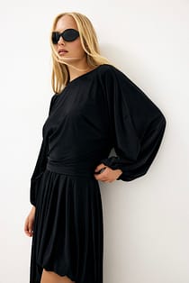 Jersey Top met Ballonmouwen