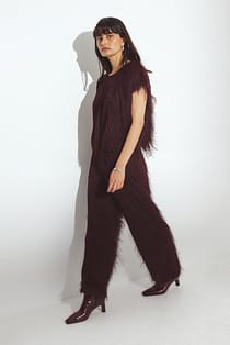 Fuzzy Loose Mid Waist Pants