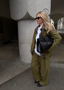Mid Waist Wide Leg Suit Pants