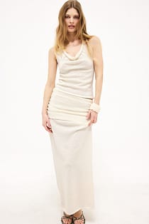 Knitted Draped Maxi Skirt