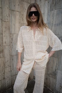 Pointelle-Oversized-Hemd aus Strickstoff