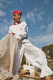 Pantalón globo con detalle de encaje