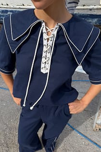 Lacing Detail Cotton Blouse