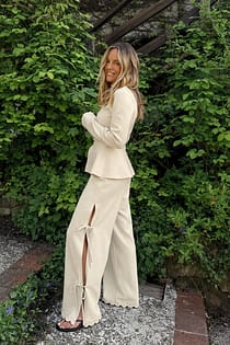 Linen Blend Embroidery Trousers