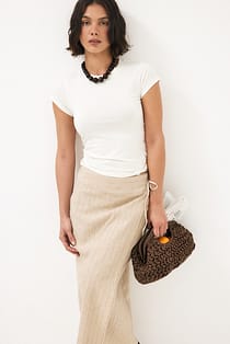 Linen Blend Stripe Skirt