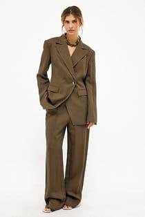 Pantalon taille mi-haute en tencel mélangé