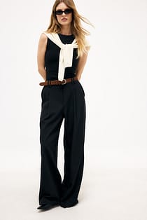 Mid Waist Wide Leg Pants