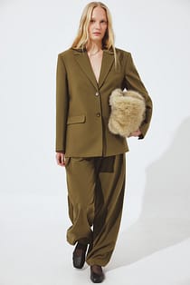 Mid Waist Wide Leg Suit Pants