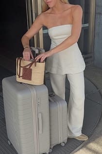 Linen Blend Mid Waist Pants