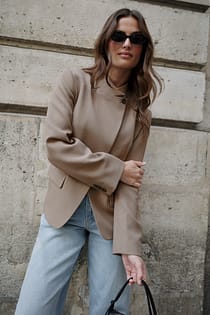 One Button High Neck Blazer