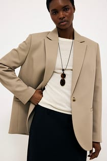 Oversized One Button Twill Blazer
