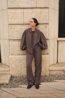 Straight Fit Linen Blend Pants