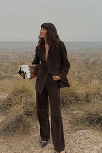 Straight Fit Suede Pants