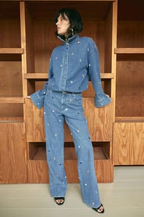 Straight Stone Detail Denim