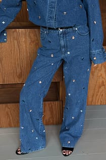 Straight Stone Detail Denim