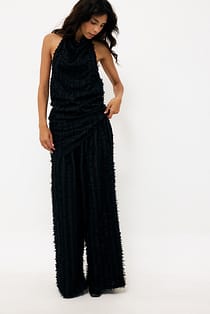 Structured Wide Mid Waist Trousers