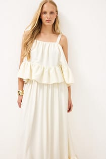 Tie Shoulder Ruffle Top