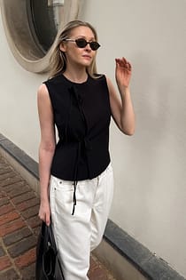 High Neck Tie Detail Vest