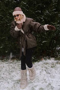 Oversized Belted Shearling Jacket