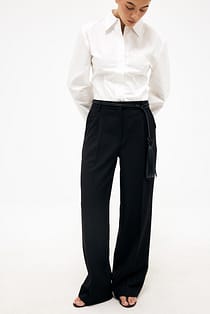 Pantalón de traje ancho ​​de cintura alta