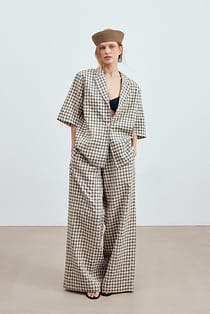 weite karierte Hose mit Kordelzug