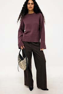 Pantalon Mélangé Taille Haute Large
