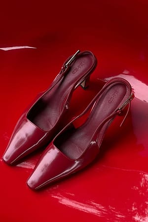 Dark Red Squared Cut Slingback Pump