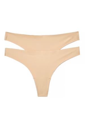 Beige 2-pack Onzichtbare String