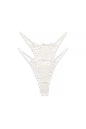 White Lot de 2 strings tanga