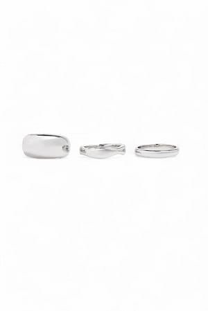 Silver 3-Pack Zilverkleurige Vergulde Ringen