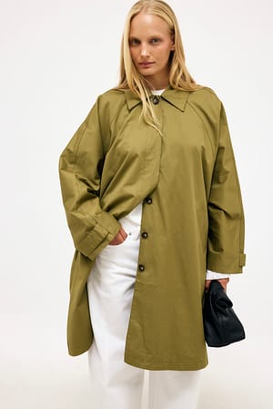 Khaki Green A-formet trenchcoat