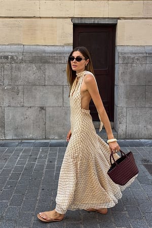 All Over Print Halterneck Chiffon Asymmetric Dress